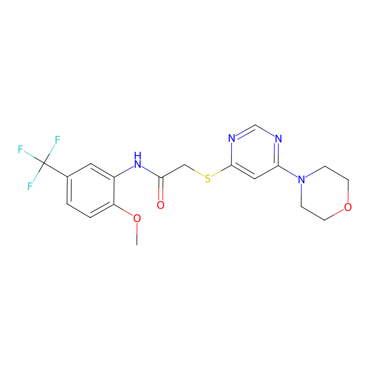 N-(2-methoxy-5-(trifluoromethyl)phenyl)-2-((6-morpholinopyrimidin-4-yl)thio)acetamide molecular structure, CAS 1203168-73-3