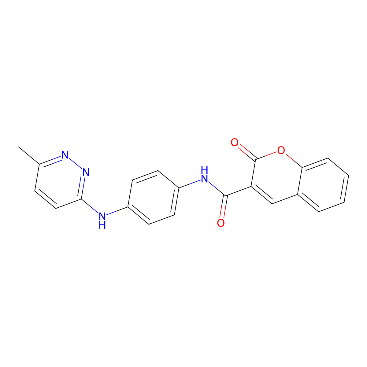 N-(4-((6-methylpyridazin-3-yl)amino)phenyl)-2-oxo-2H-chromene-3-carboxamide molecular structure, CAS 1203169-21-4