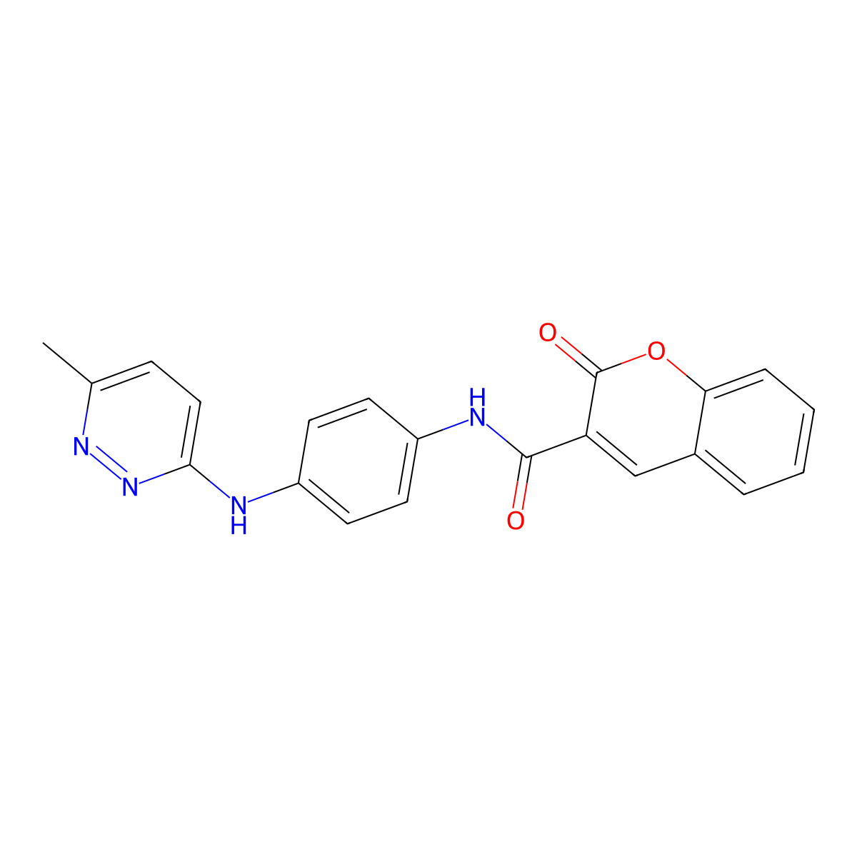N-(4-((6-methylpyridazin-3-yl)amino)phenyl)-2-oxo-2H-chromene-3-carboxamide molecular structure, CAS 1203169-21-4
