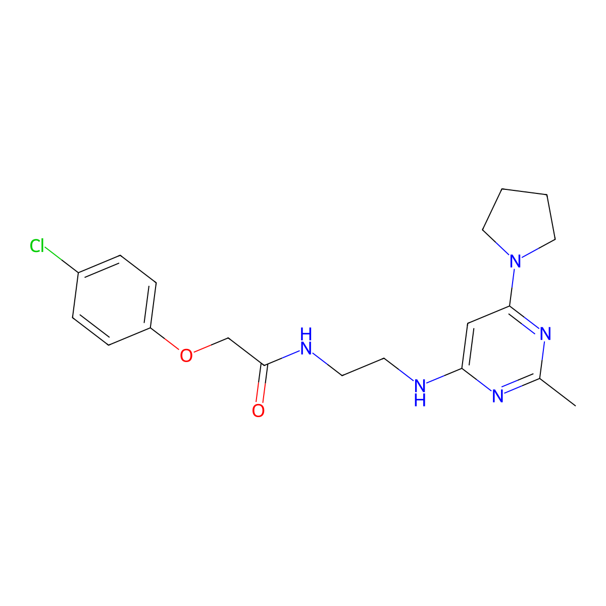 2-(4-chlorophenoxy)-N-(2-{[2-methyl-6-(pyrrolidin-1-yl)pyrimidin-4-yl]amino}ethyl)acetamide molecular structure, CAS 1203169-27-0