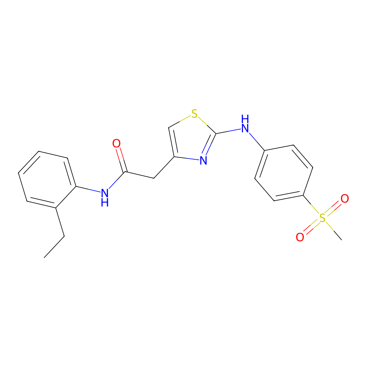N-(2-ethylphenyl)-2-(2-((4-(methylsulfonyl)phenyl)amino)thiazol-4-yl)acetamide molecular structure, CAS 1203172-65-9