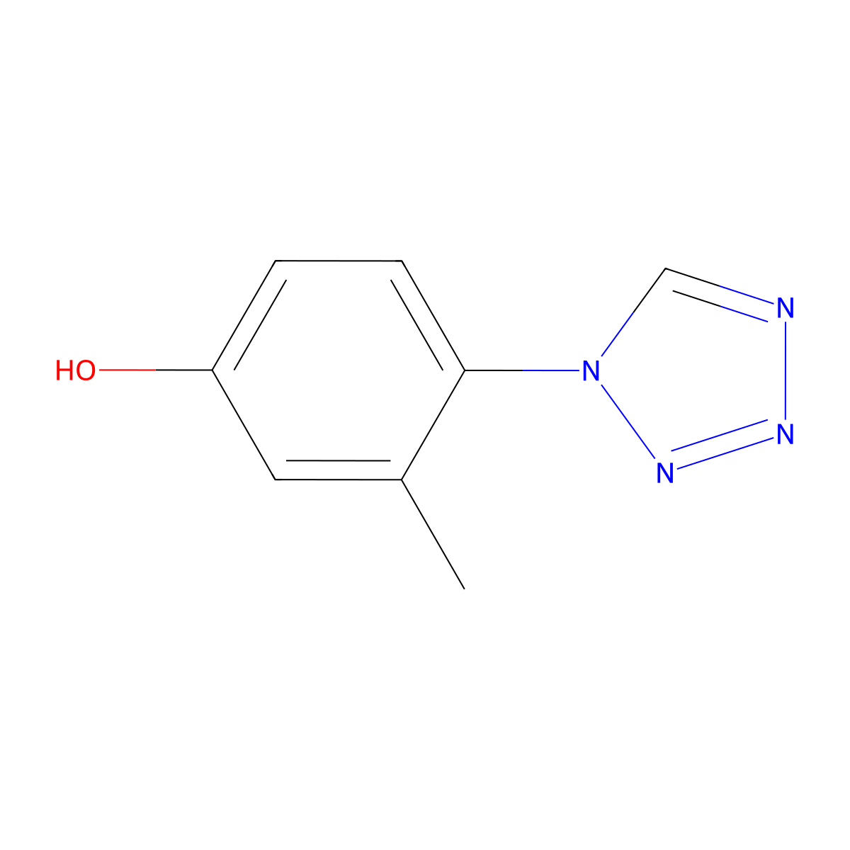 3-methyl-4-(1H-tetrazol-1-yl)phenol molecular structure, CAS 1203172-72-8