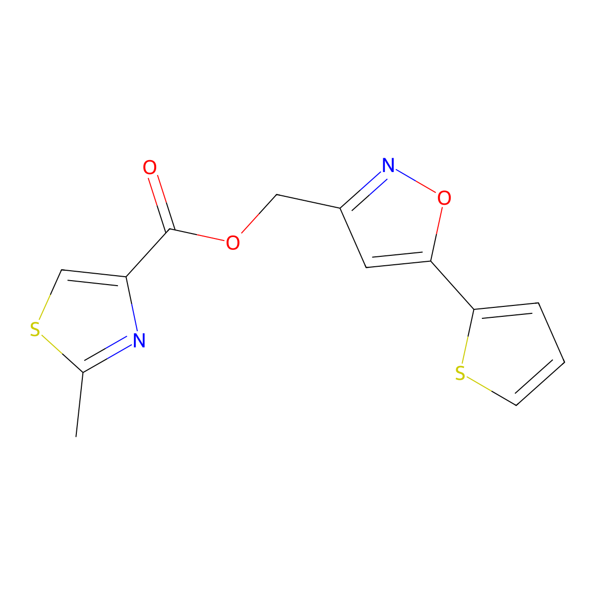 (5-(Thiophen-2-yl)isoxazol-3-yl)methyl 2-methylthiazole-4-carboxylate molecular structure, CAS 1203173-02-7