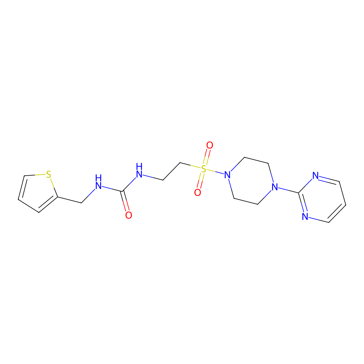 1-(2-((4-(Pyrimidin-2-yl)piperazin-1-yl)sulfonyl)ethyl)-3-(thiophen-2-ylmethyl)urea molecular structure, CAS 1203173-16-3