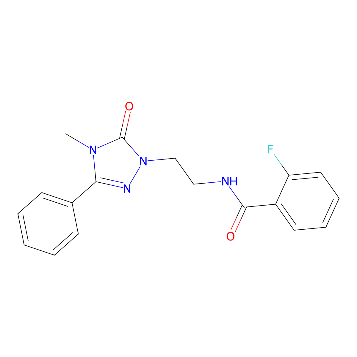 2-fluoro-N-[2-(4-methyl-5-oxo-3-phenyl-4,5-dihydro-1H-1,2,4-triazol-1-yl)ethyl]benzamide molecular structure, CAS 1203177-05-2