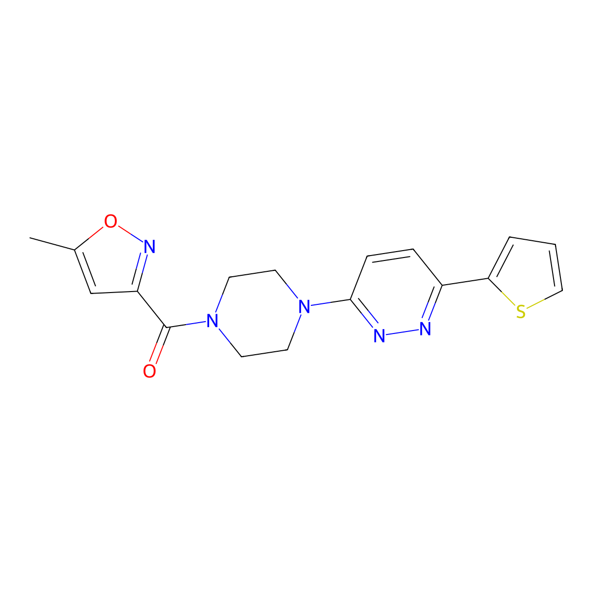 (5-Methylisoxazol-3-yl)(4-(6-(thiophen-2-yl)pyridazin-3-yl)piperazin-1-yl)methanone molecular structure, CAS 1203177-06-3