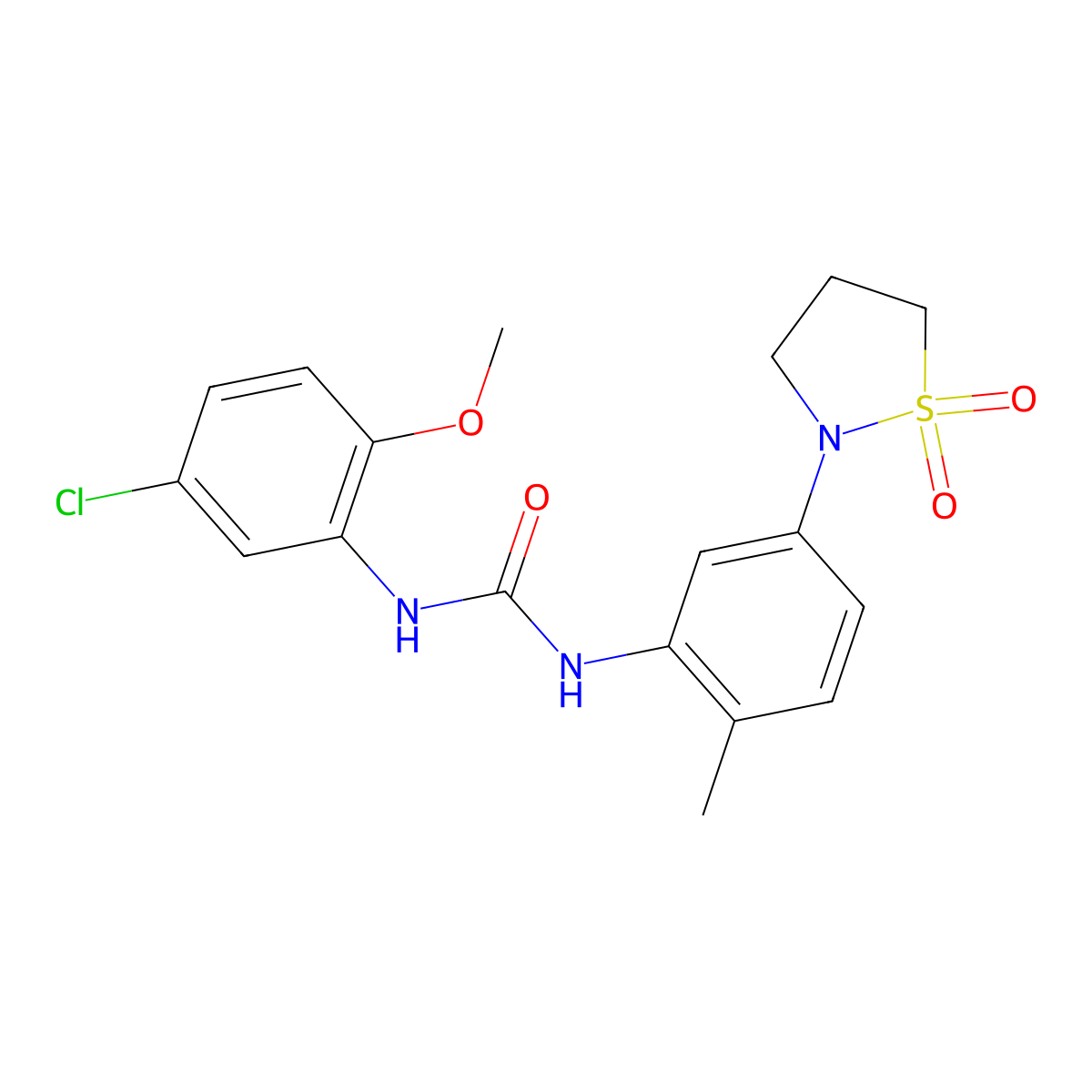 1-(5-Chloro-2-methoxyphenyl)-3-(5-(1,1-dioxidoisothiazolidin-2-yl)-2-methylphenyl)urea molecular structure, CAS 1203177-82-5