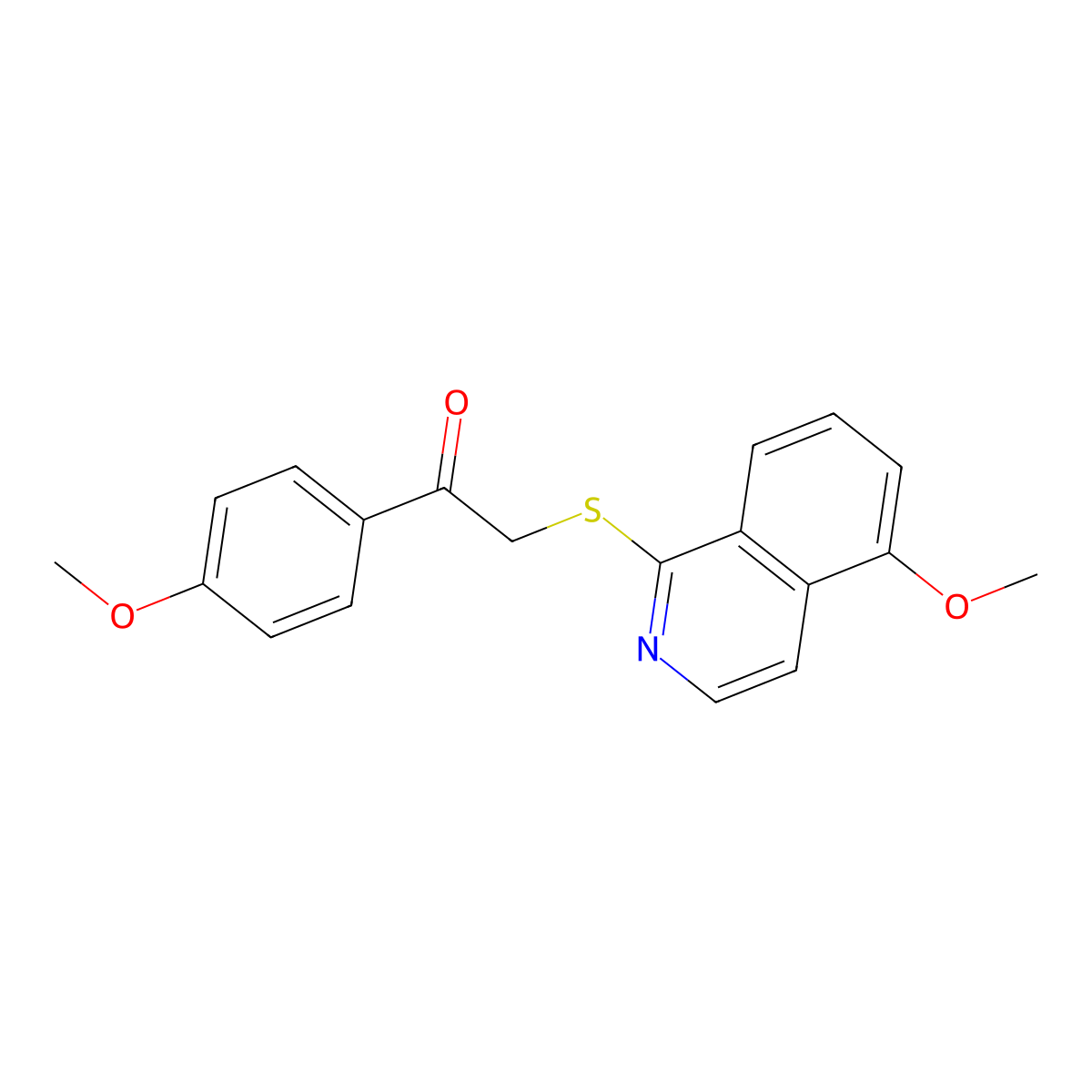 2-((5-Methoxyisoquinolin-1-yl)thio)-1-(4-methoxyphenyl)ethanone molecular structure, CAS 1203178-59-9