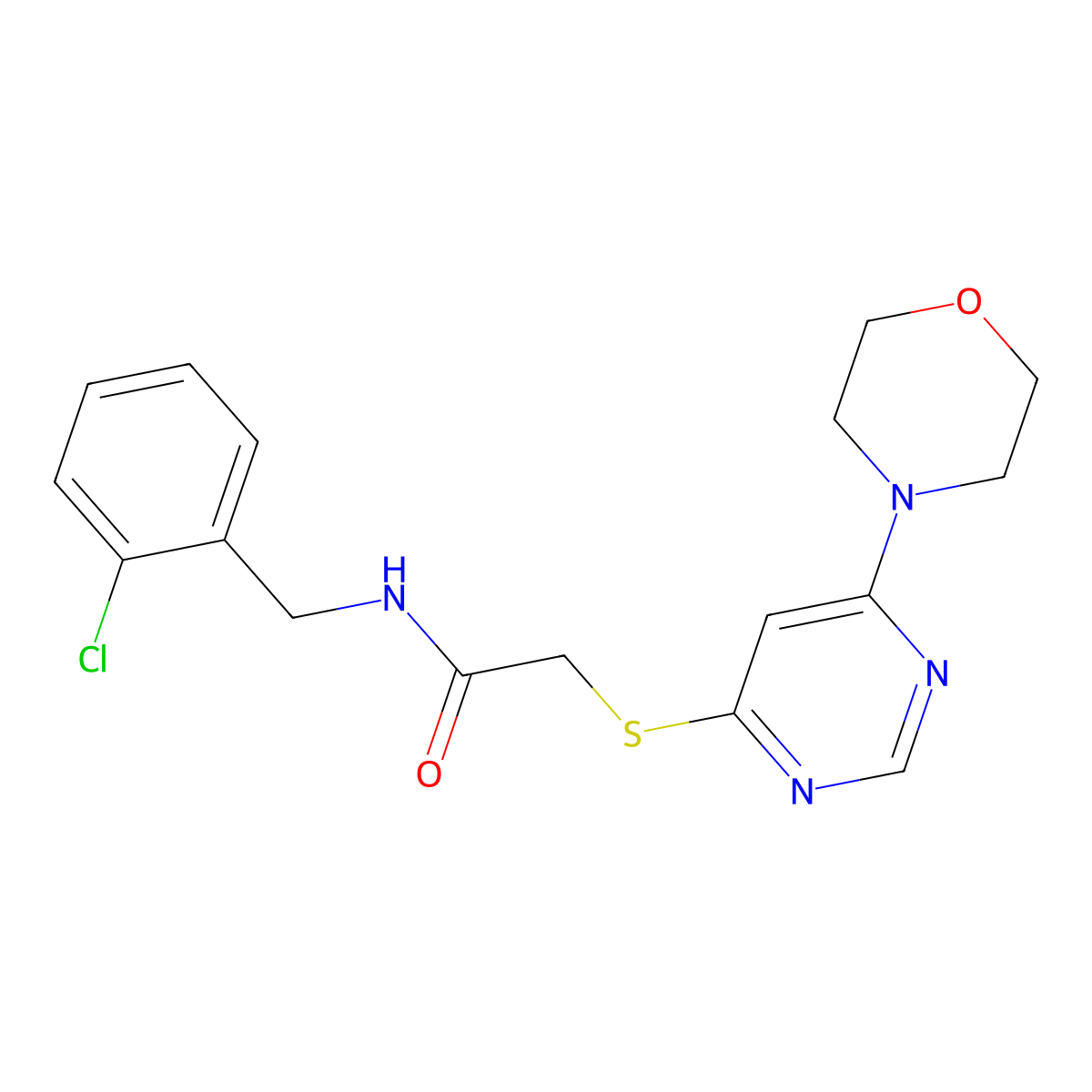 N-(2-chlorobenzyl)-2-((6-morpholinopyrimidin-4-yl)thio)acetamide molecular structure, CAS 1203179-05-8