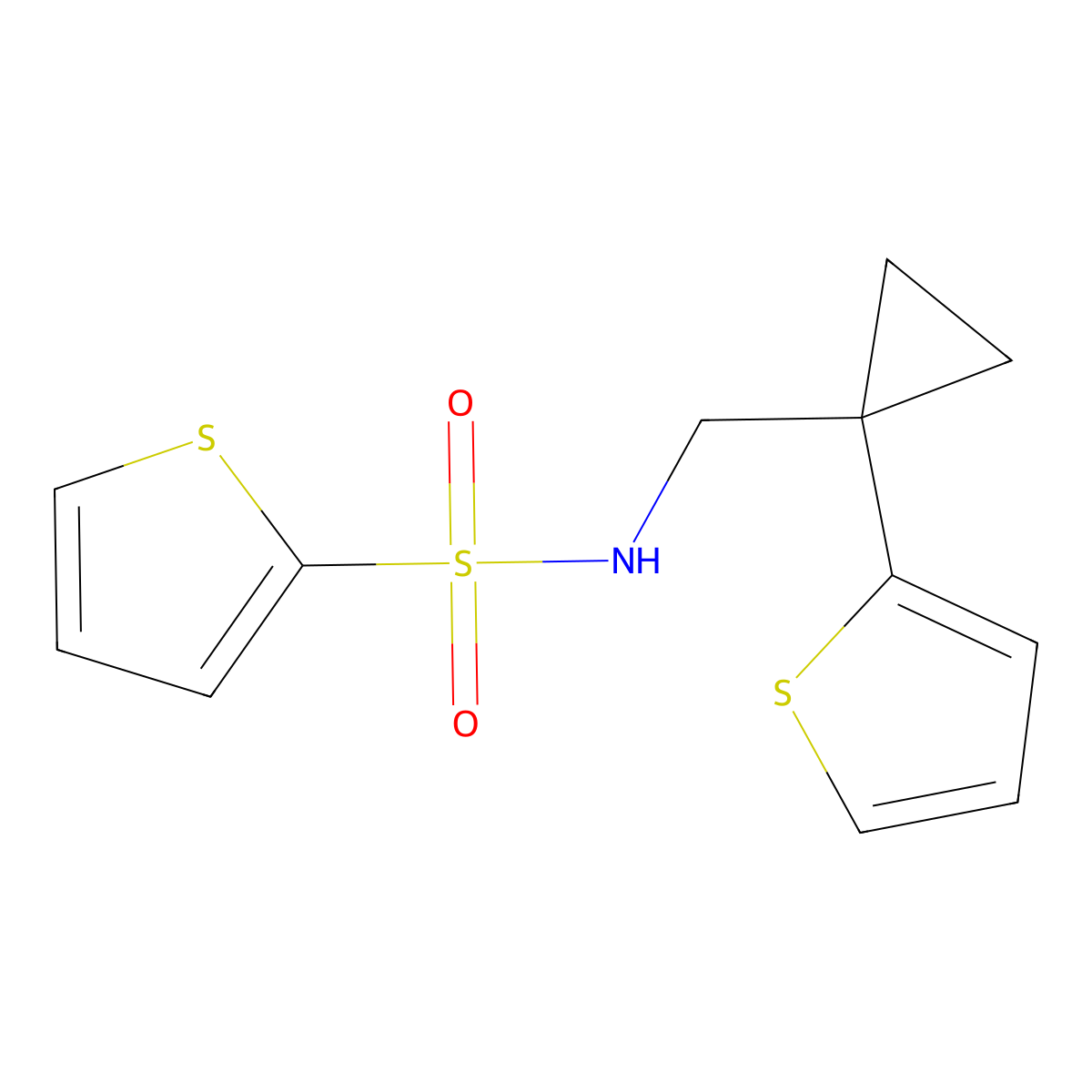 N-((1-(thiophen-2-yl)cyclopropyl)methyl)thiophene-2-sulfonamide molecular structure, CAS 1203179-19-4