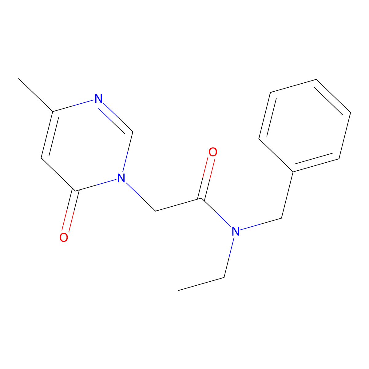 N-benzyl-N-ethyl-2-(4-methyl-6-oxopyrimidin-1(6H)-yl)acetamide molecular structure, CAS 1203180-69-1