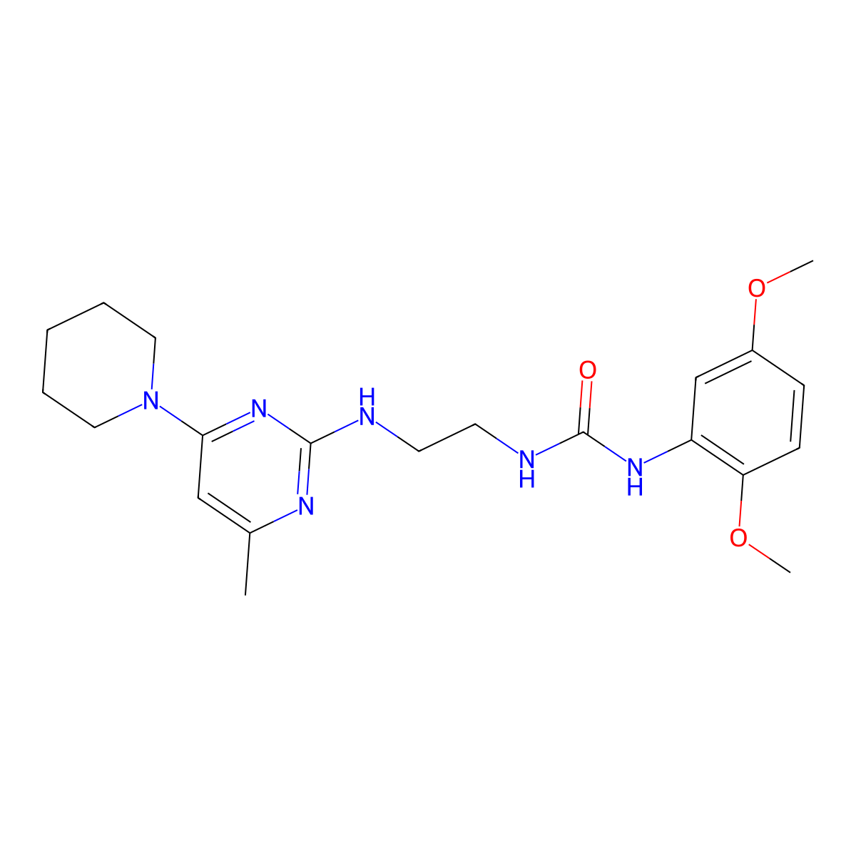 1-(2,5-Dimethoxyphenyl)-3-(2-{[4-methyl-6-(piperidin-1-yl)pyrimidin-2-yl]amino}ethyl)urea molecular structure, CAS 1203181-32-1