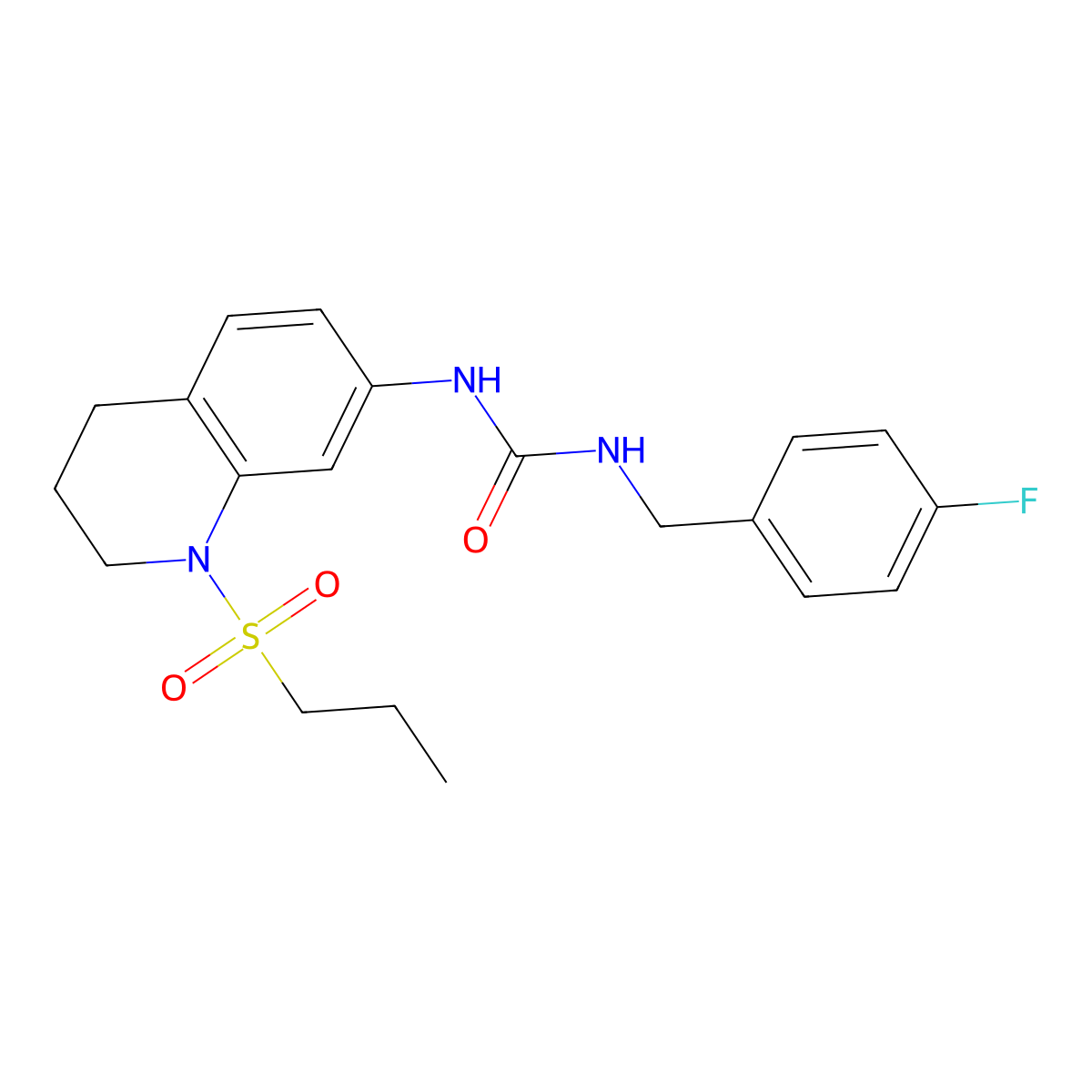 1-[(4-Fluorophenyl)methyl]-3-[1-(propane-1-sulfonyl)-1,2,3,4-tetrahydroquinolin-7-yl]urea molecular structure, CAS 1203182-50-6