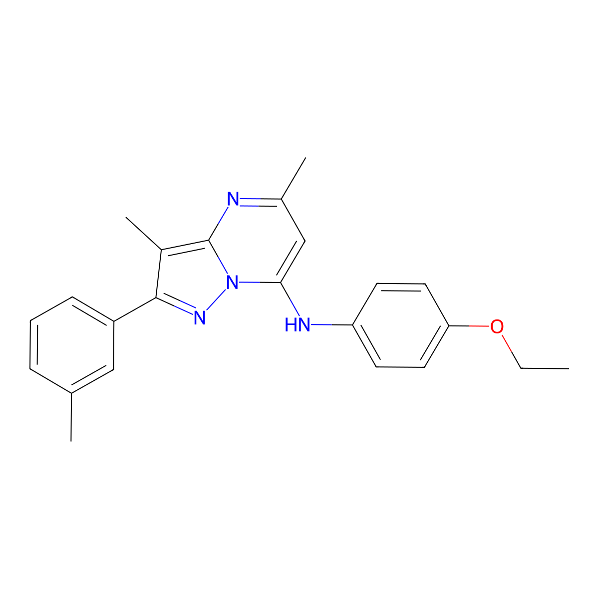 N-(4-ethoxyphenyl)-3,5-dimethyl-2-(3-methylphenyl)pyrazolo[1,5-a]pyrimidin-7-amine molecular structure, CAS 1203183-28-1