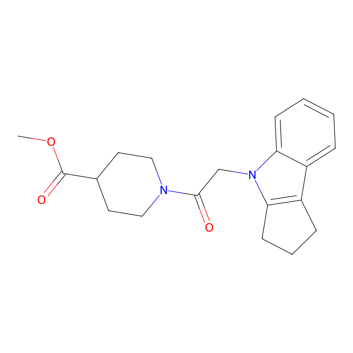 methyl 1-(2-(2,3-dihydrocyclopenta[b]indol-4(1H)-yl)acetyl)piperidine-4-carboxylate molecular structure, CAS 1203184-05-7