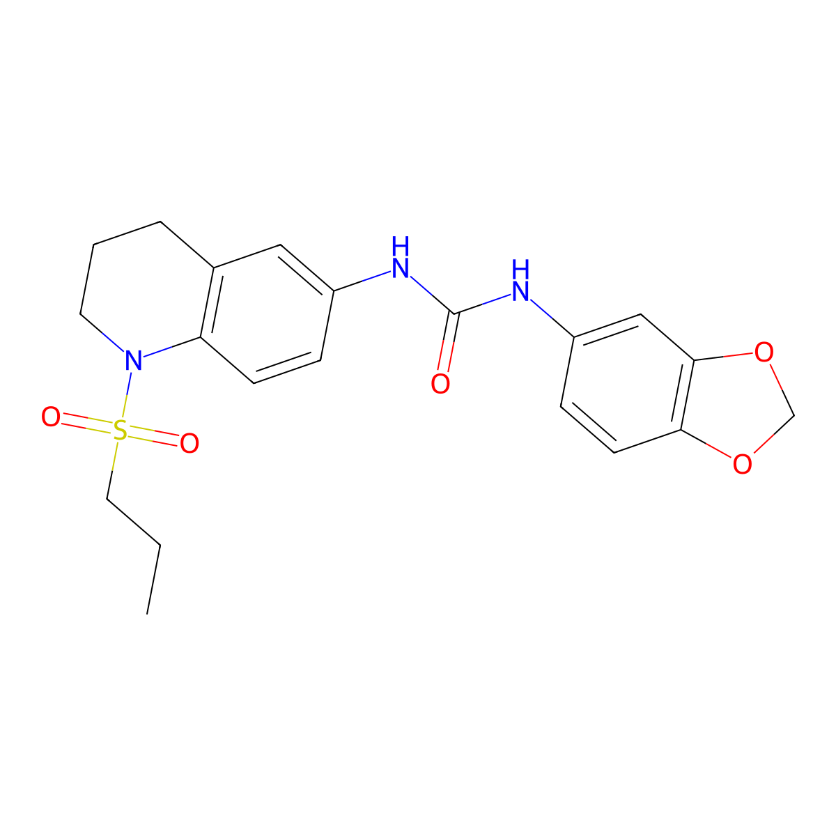 1-(Benzo[d][1,3]dioxol-5-yl)-3-(1-(propylsulfonyl)-1,2,3,4-tetrahydroquinolin-6-yl)urea molecular structure, CAS 1203184-34-2