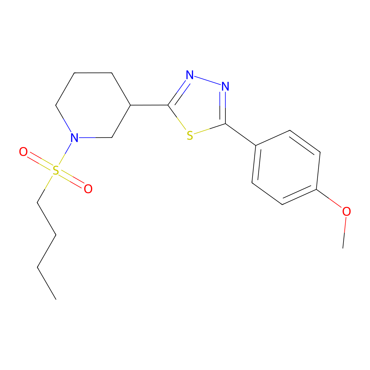 2-(1-(Butylsulfonyl)piperidin-3-yl)-5-(4-methoxyphenyl)-1,3,4-thiadiazole molecular structure, CAS 1203185-81-2