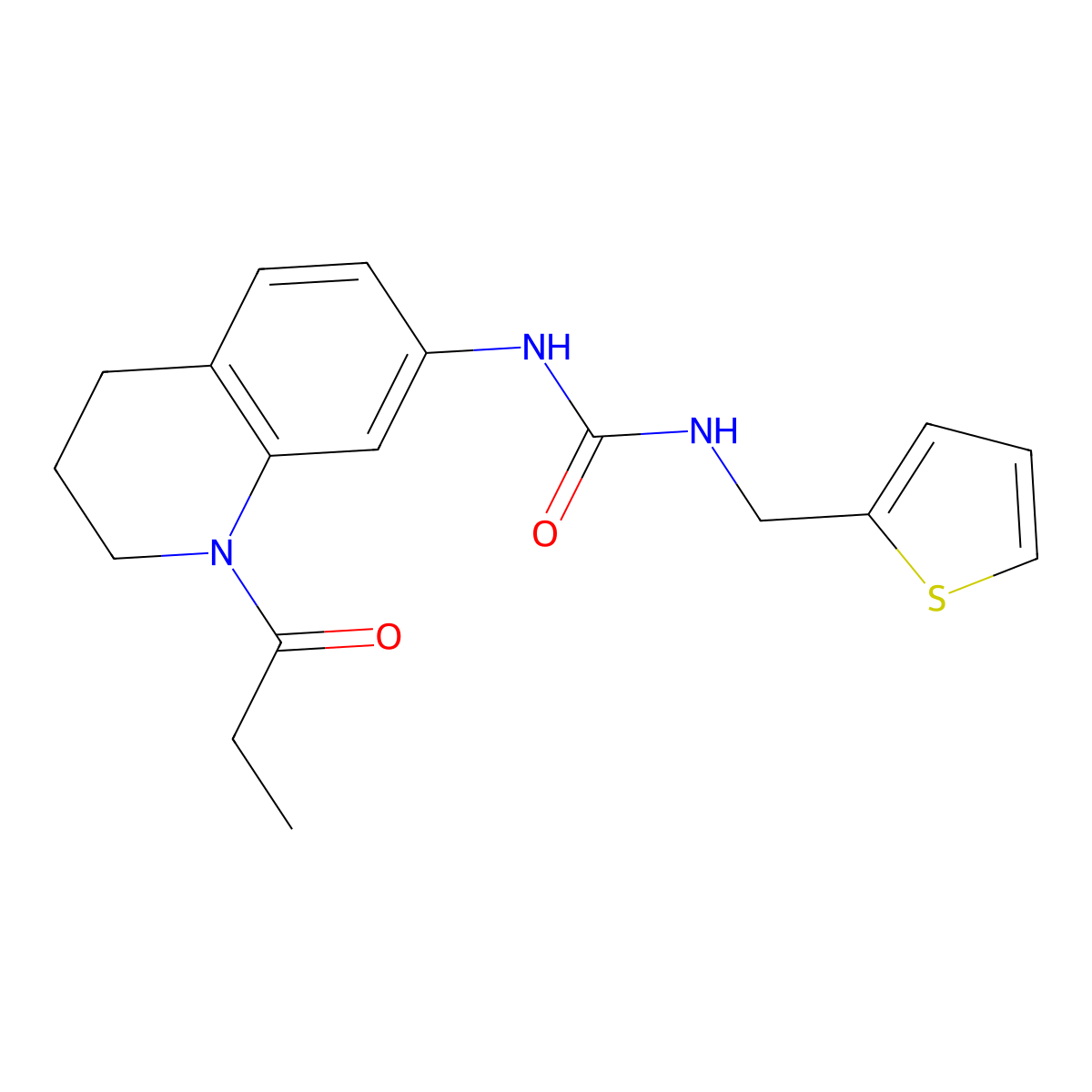 1-(1-Propanoyl-1,2,3,4-tetrahydroquinolin-7-yl)-3-[(thiophen-2-yl)methyl]urea molecular structure, CAS 1203186-07-5