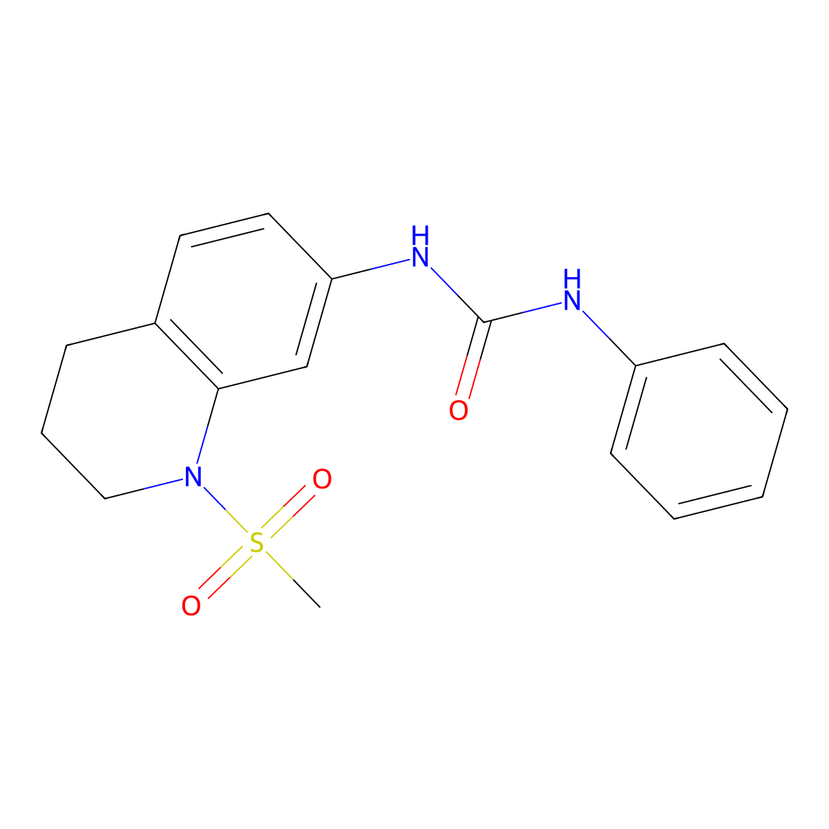 1-(1-(Methylsulfonyl)-1,2,3,4-tetrahydroquinolin-7-yl)-3-phenylurea molecular structure, CAS 1203186-30-4