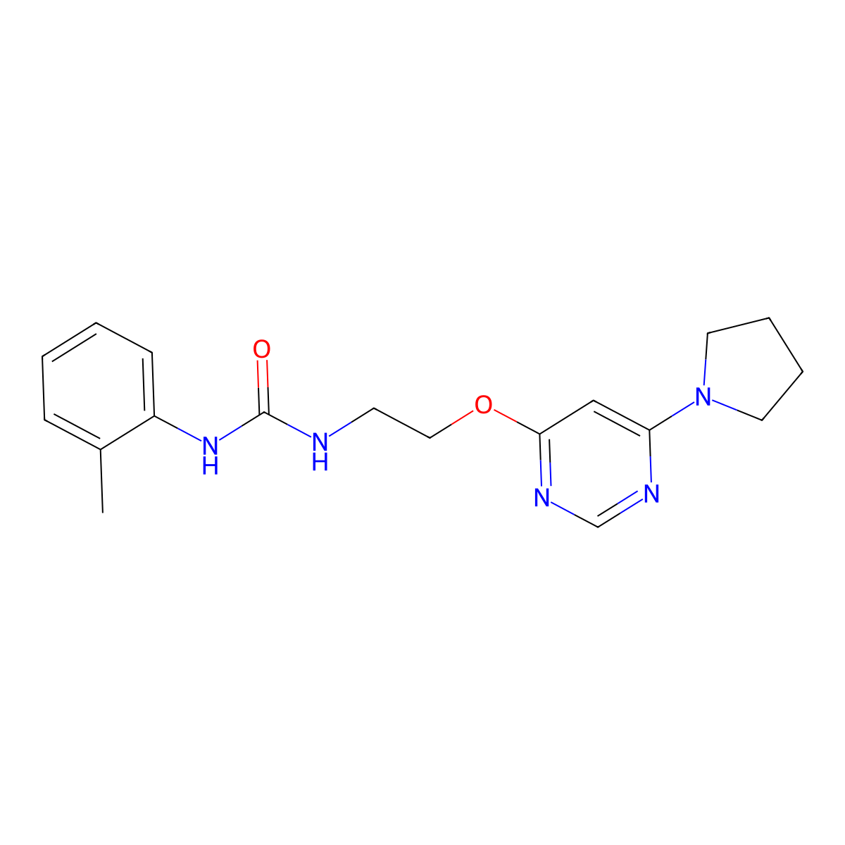 1-(2-((6-(Pyrrolidin-1-yl)pyrimidin-4-yl)oxy)ethyl)-3-(o-tolyl)urea molecular structure, CAS 1203186-37-1