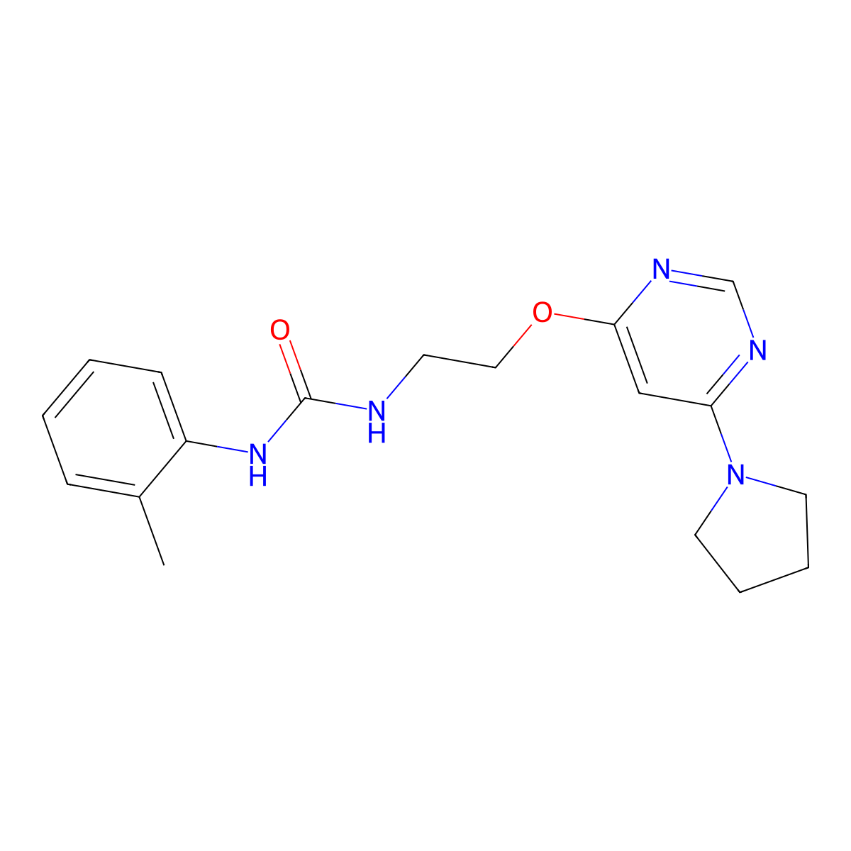 1-(2-((6-(Pyrrolidin-1-yl)pyrimidin-4-yl)oxy)ethyl)-3-(o-tolyl)urea molecular structure, CAS 1203186-37-1