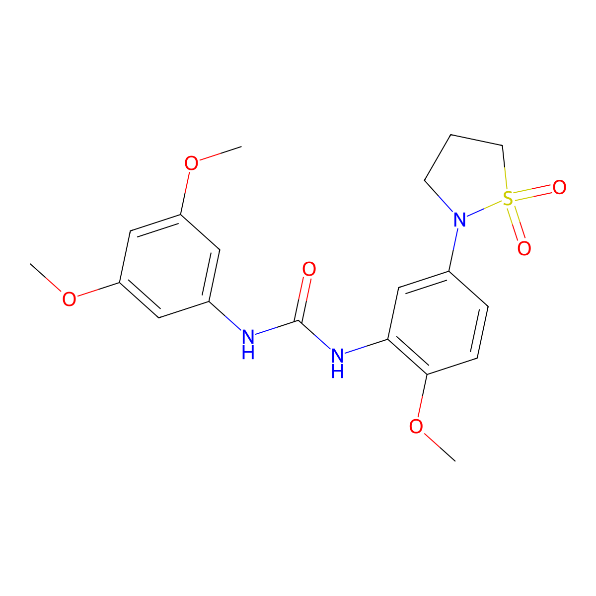 1-(3,5-Dimethoxyphenyl)-3-(5-(1,1-dioxidoisothiazolidin-2-yl)-2-methoxyphenyl)urea molecular structure, CAS 1203186-39-3