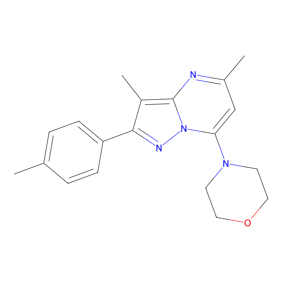 3,5-Dimethyl-2-(4-methylphenyl)-7-morpholin-4-ylpyrazolo[1,5-a]pyrimidine molecular structure, CAS 1203189-12-1