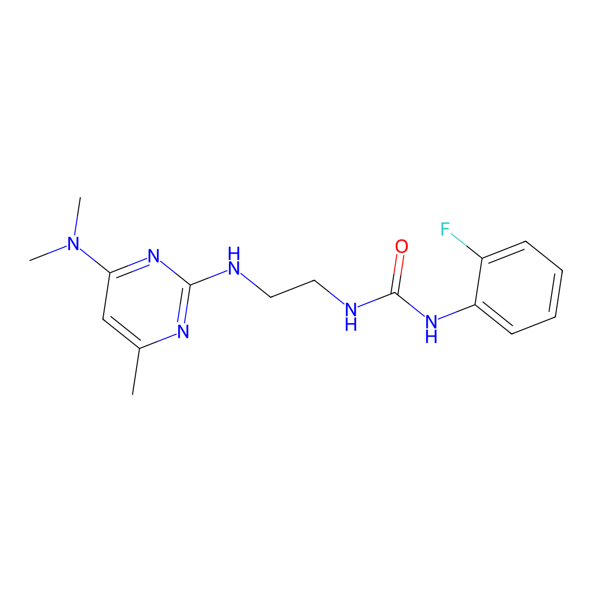 1-(2-((4-(Dimethylamino)-6-methylpyrimidin-2-yl)amino)ethyl)-3-(2-fluorophenyl)urea molecular structure, CAS 1203189-25-6