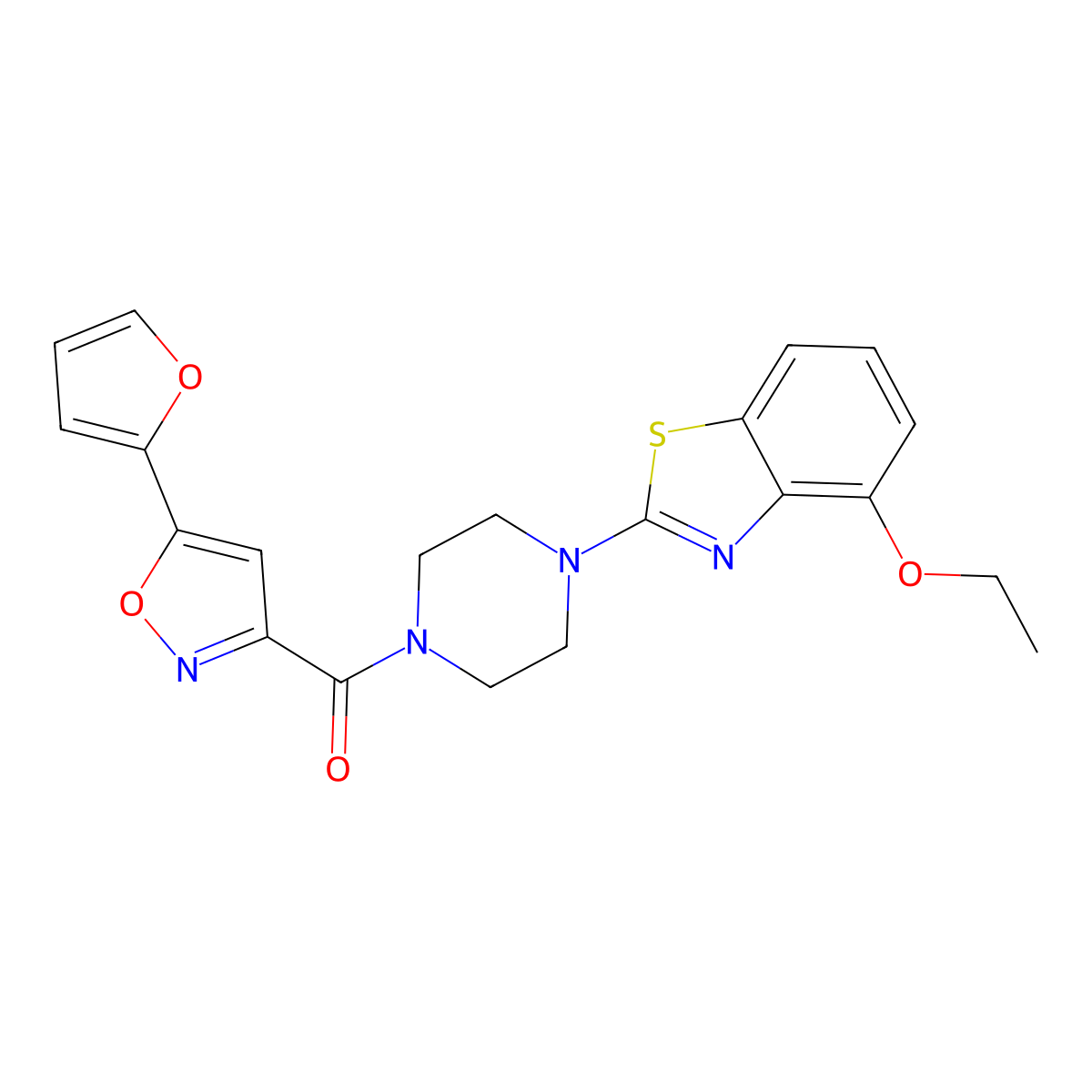 (4-(4-Ethoxybenzo[d]thiazol-2-yl)piperazin-1-yl)(5-(furan-2-yl)isoxazol-3-yl)methanone molecular structure, CAS 1203189-33-6