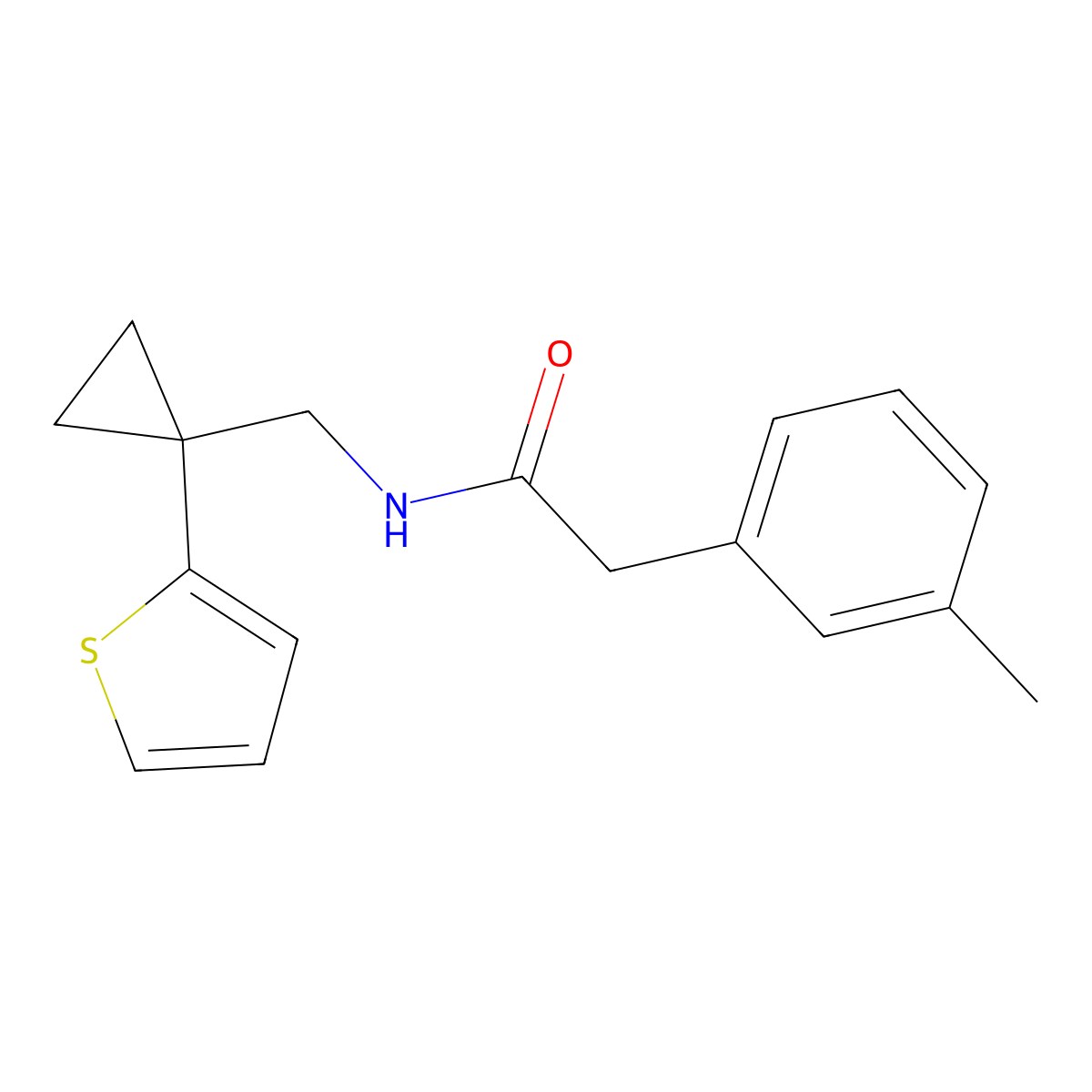 N-((1-(thiophen-2-yl)cyclopropyl)methyl)-2-(m-tolyl)acetamide molecular structure, CAS 1203189-40-5