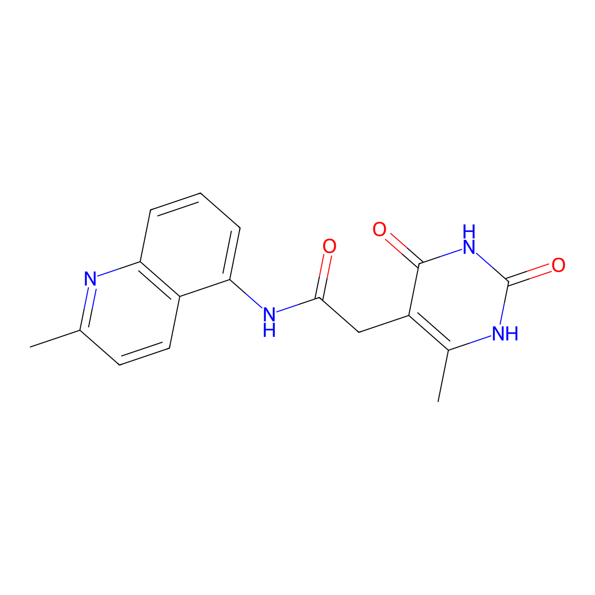 2-(6-methyl-2,4-dioxo-1,2,3,4-tetrahydropyrimidin-5-yl)-N-(2-methylquinolin-5-yl)acetamide molecular structure, CAS 1203190-12-8
