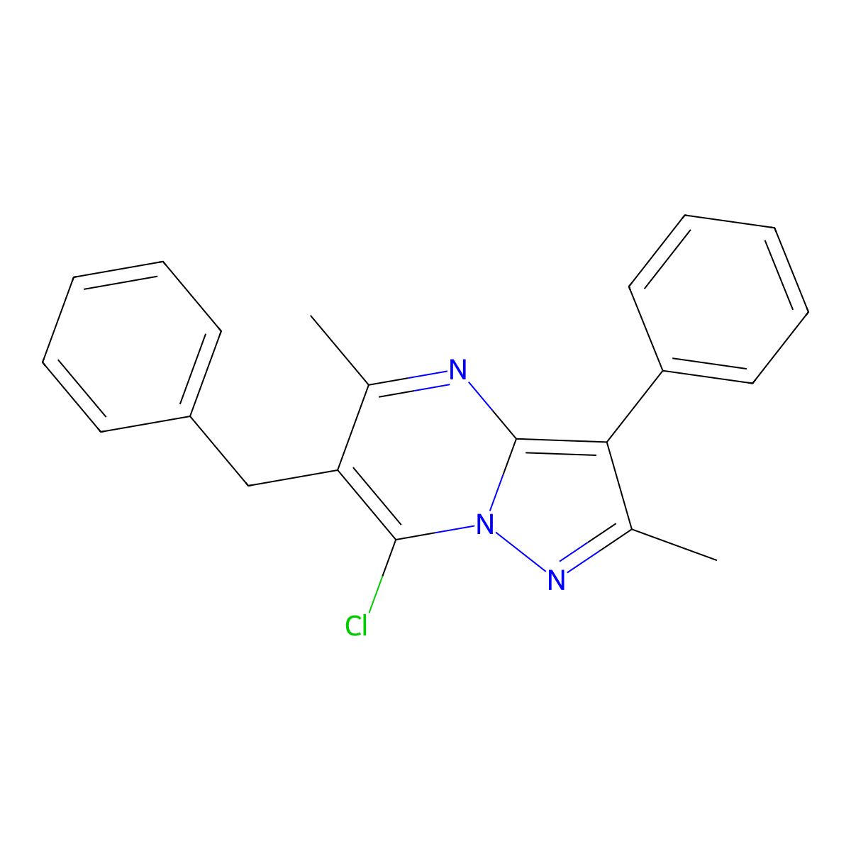 6-Benzyl-7-chloro-2,5-dimethyl-3-phenylpyrazolo[1,5-a]pyrimidine molecular structure, CAS 1203190-57-1