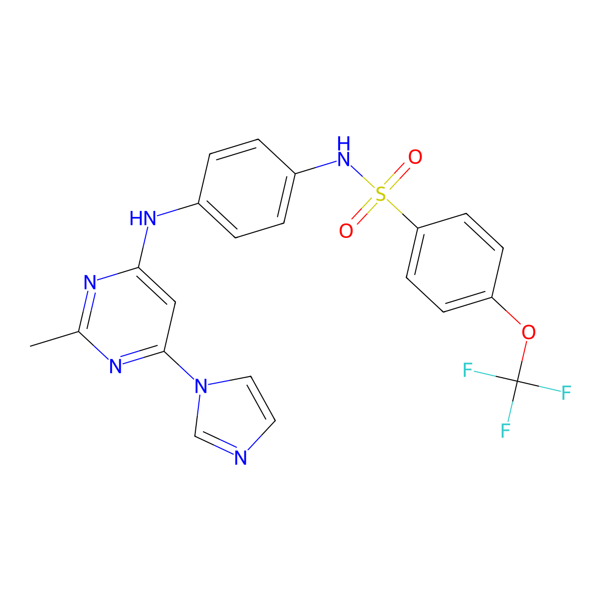 N-(4-((6-(1H-imidazol-1-yl)-2-methylpyrimidin-4-yl)amino)phenyl)-4-(trifluoromethoxy)benzenesulfonamide molecular structure, CAS 1203191-49-4