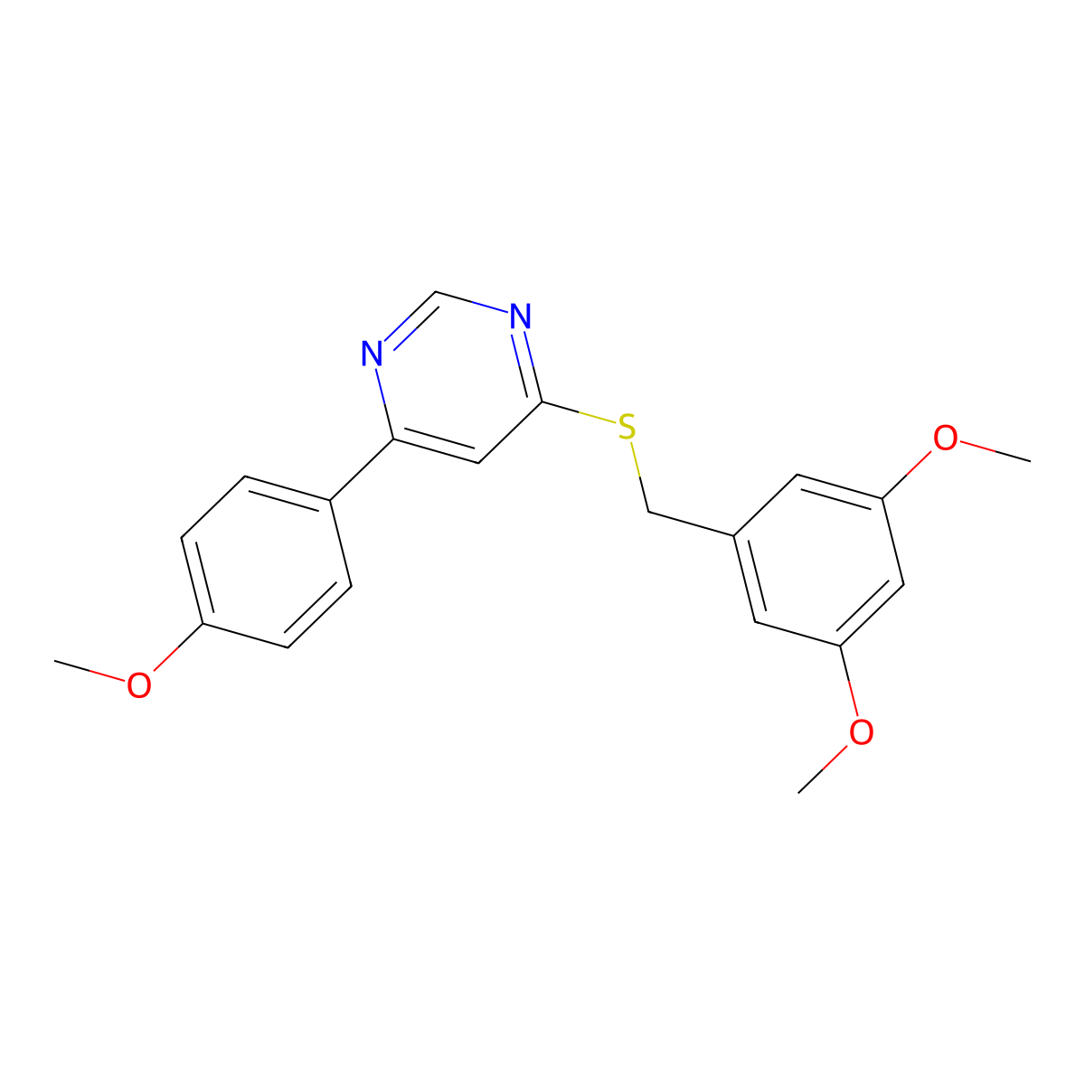 4-((3,5-Dimethoxybenzyl)thio)-6-(4-methoxyphenyl)pyrimidine molecular structure, CAS 1203197-67-4