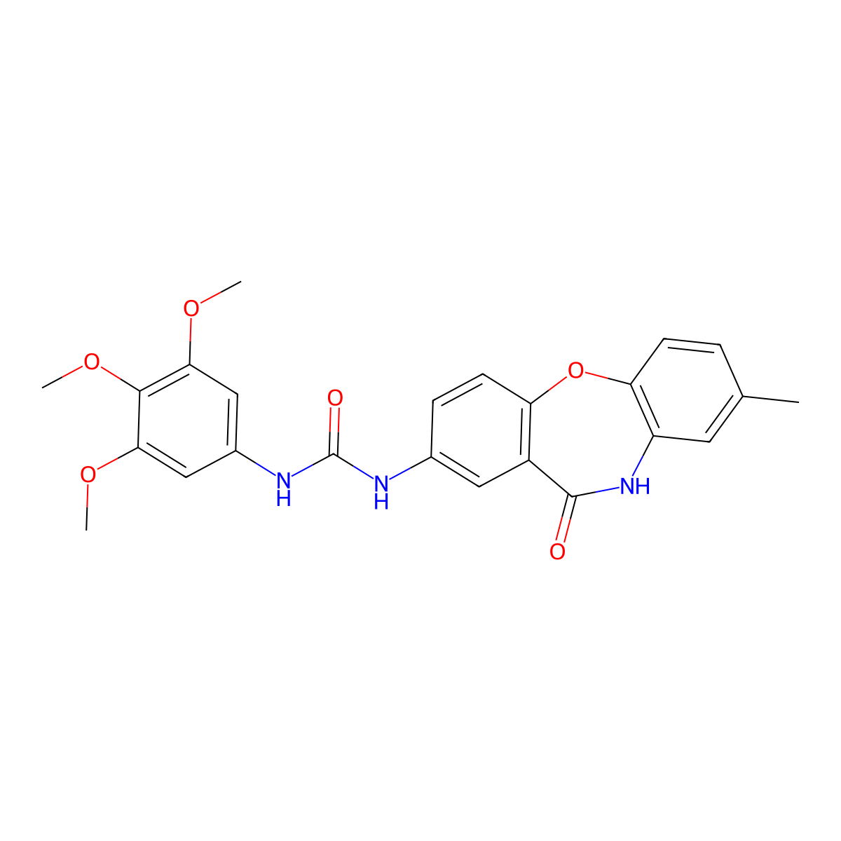 1-(8-Methyl-11-oxo-10,11-dihydrodibenzo[b,f][1,4]oxazepin-2-yl)-3-(3,4,5-trimethoxyphenyl)urea molecular structure, CAS 1203197-91-4