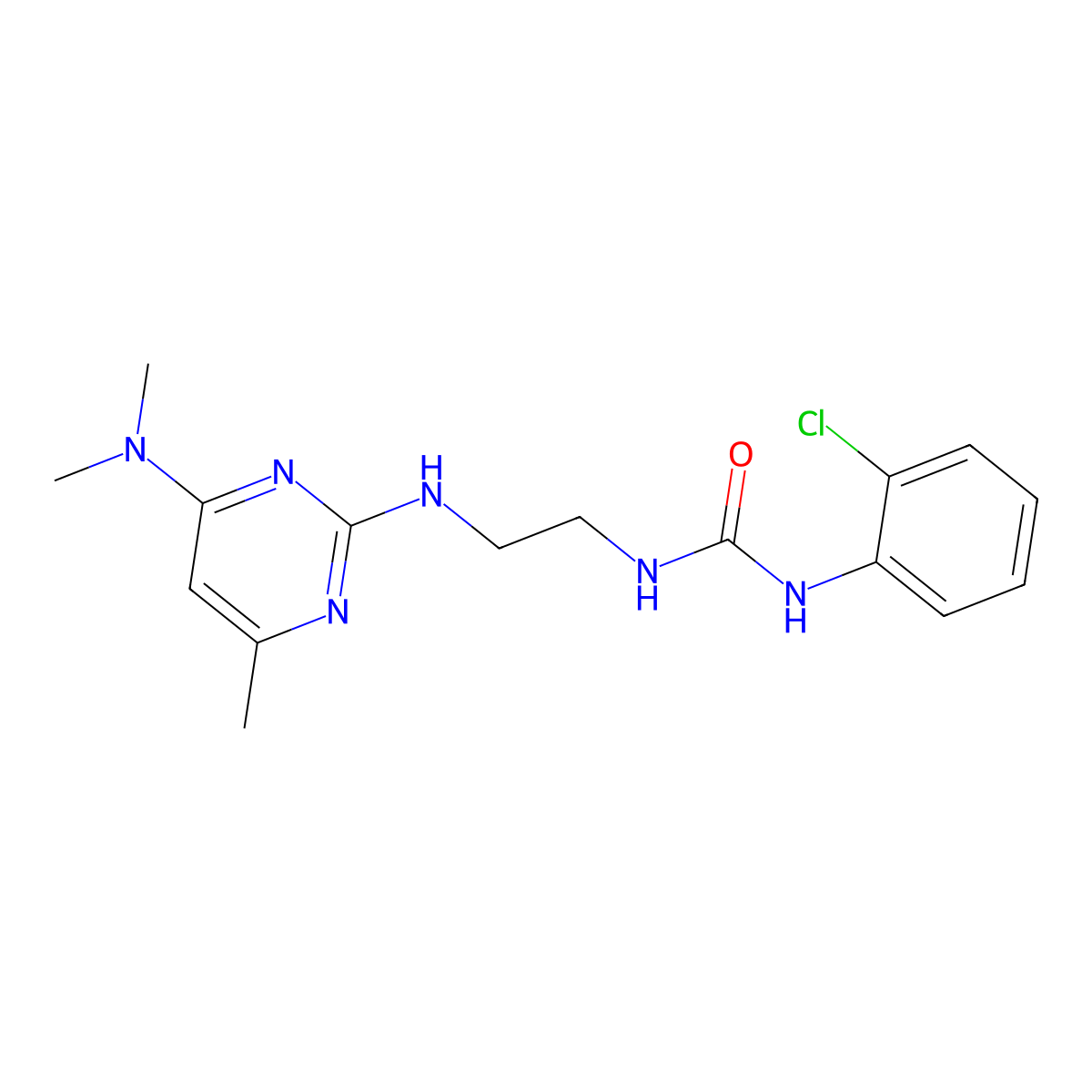 1-(2-Chlorophenyl)-3-(2-((4-(dimethylamino)-6-methylpyrimidin-2-yl)amino)ethyl)urea molecular structure, CAS 1203198-13-3