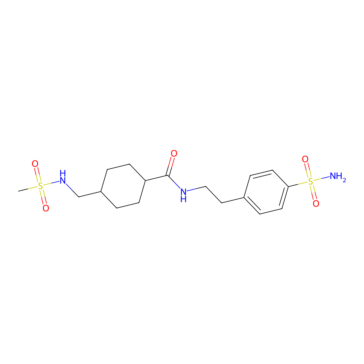 4-(methanesulfonamidomethyl)-N-[2-(4-sulfamoylphenyl)ethyl]cyclohexane-1-carboxamide molecular structure, CAS 1203198-19-9