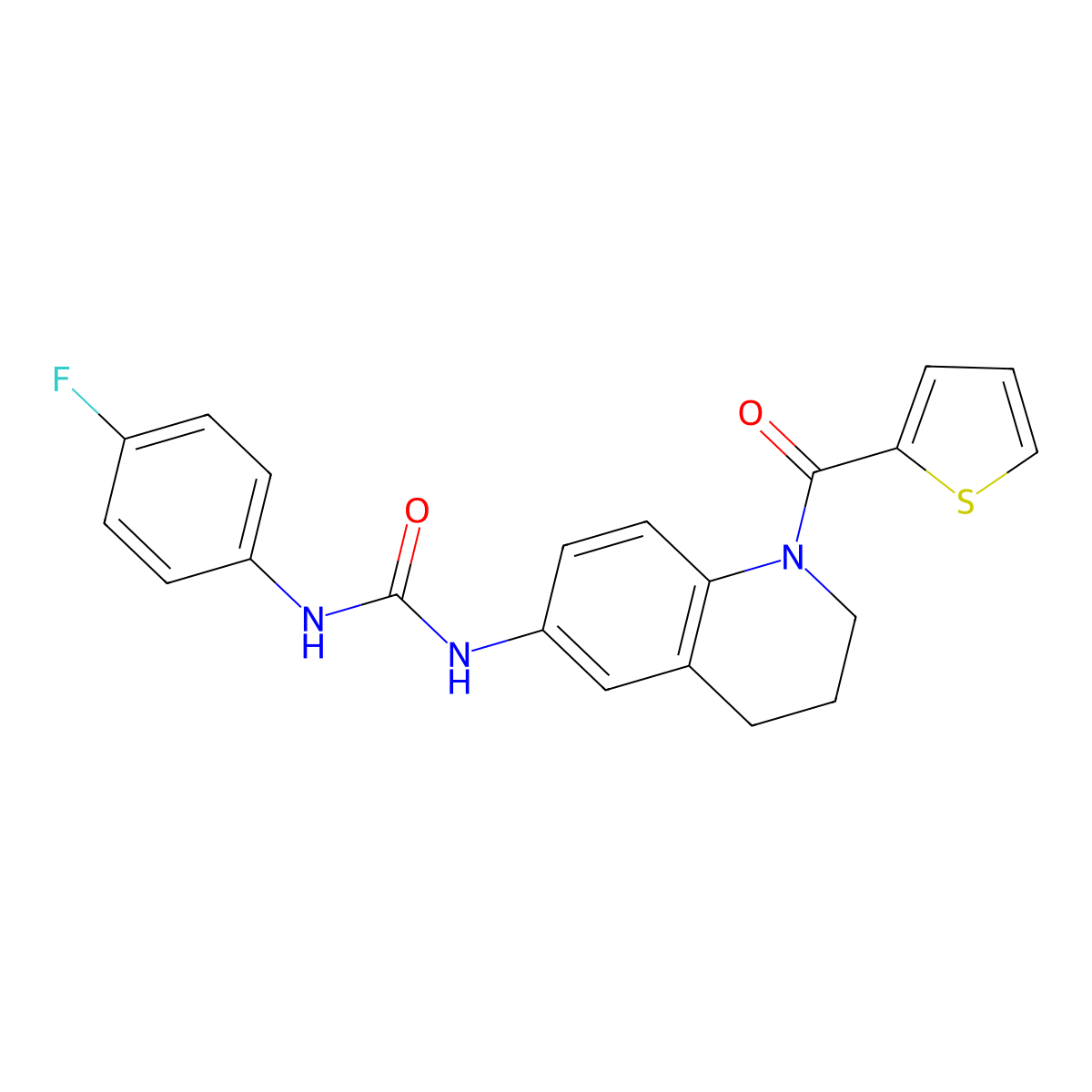 1-(4-Fluorophenyl)-3-[1-(thiophene-2-carbonyl)-1,2,3,4-tetrahydroquinolin-6-yl]urea molecular structure, CAS 1203198-28-0