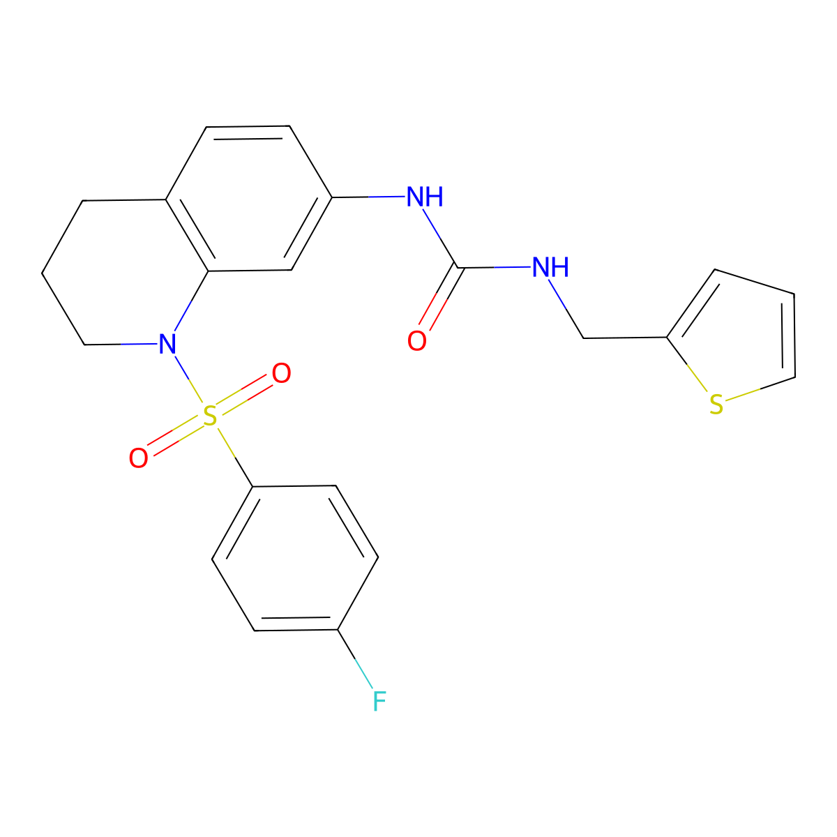 1-(1-((4-Fluorophenyl)sulfonyl)-1,2,3,4-tetrahydroquinolin-7-yl)-3-(thiophen-2-ylmethyl)urea molecular structure, CAS 1203200-57-0