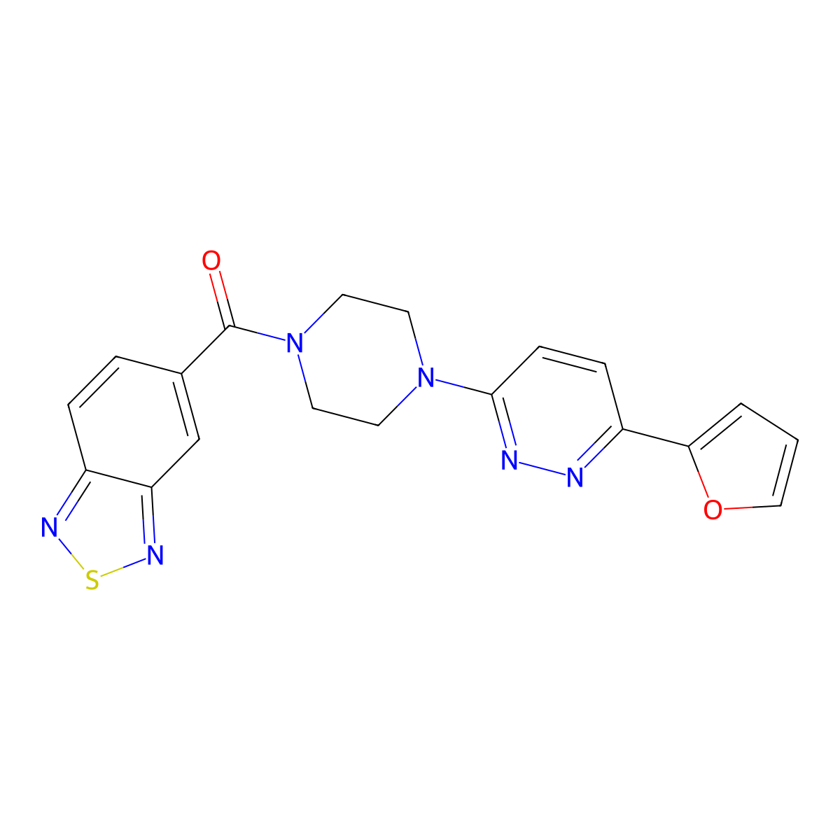 Benzo[c][1,2,5]thiadiazol-5-yl(4-(6-(furan-2-yl)pyridazin-3-yl)piperazin-1-yl)methanone molecular structure, CAS 1203201-94-8