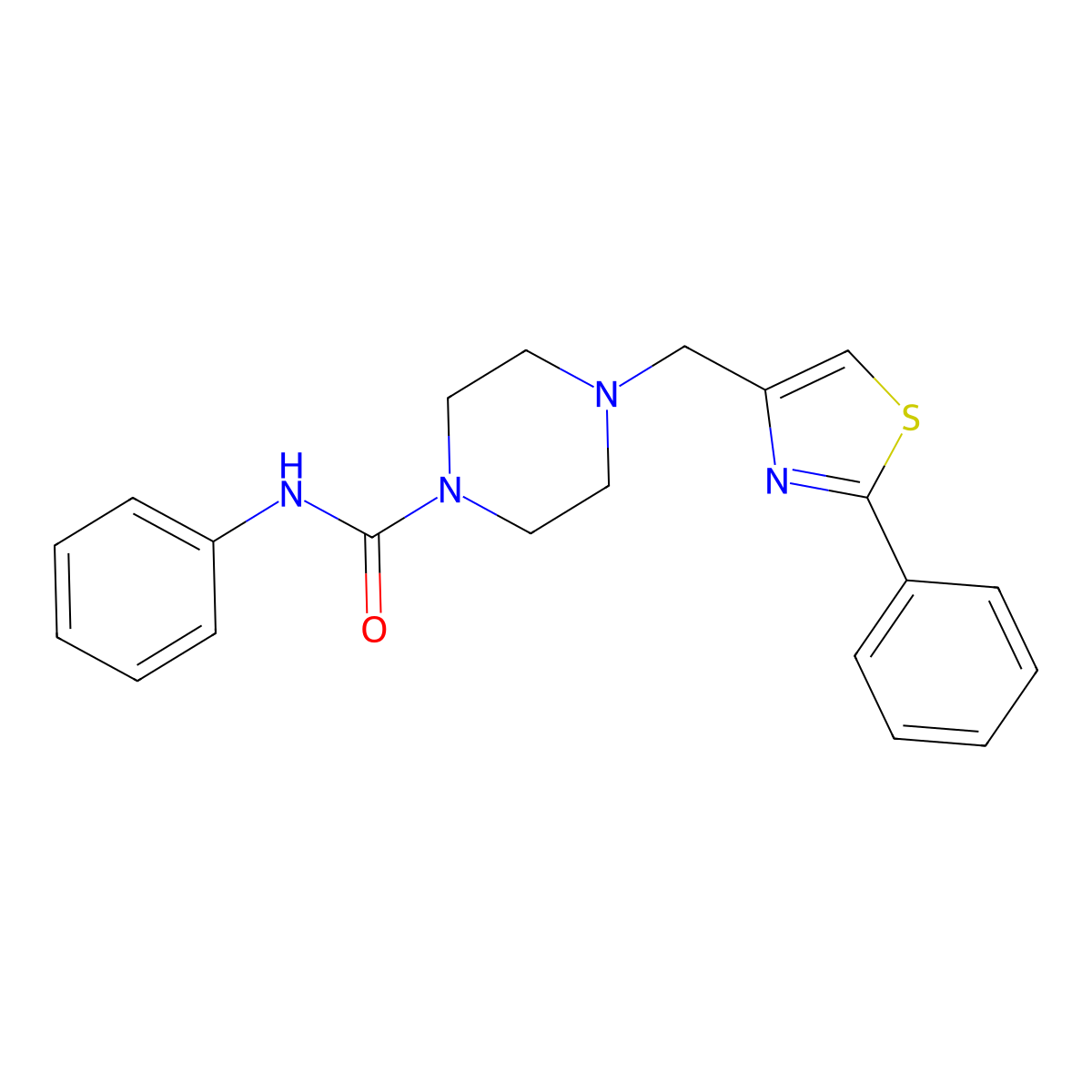 N-phenyl-4-((2-phenylthiazol-4-yl)methyl)piperazine-1-carboxamide molecular structure, CAS 1203202-75-8