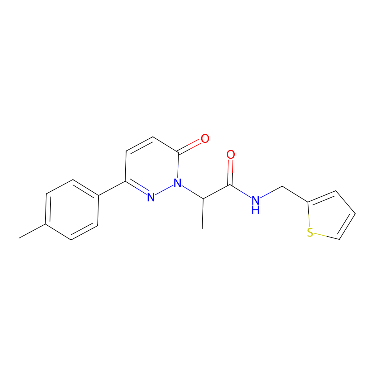 2-(6-oxo-3-(p-tolyl)pyridazin-1(6H)-yl)-N-(thiophen-2-ylmethyl)propanamide molecular structure, CAS 1203202-86-1