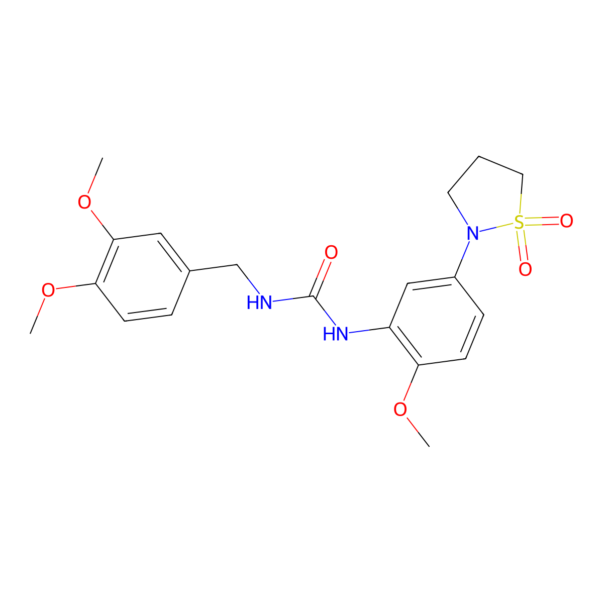 1-(3,4-Dimethoxybenzyl)-3-(5-(1,1-dioxidoisothiazolidin-2-yl)-2-methoxyphenyl)urea molecular structure, CAS 1203203-81-9