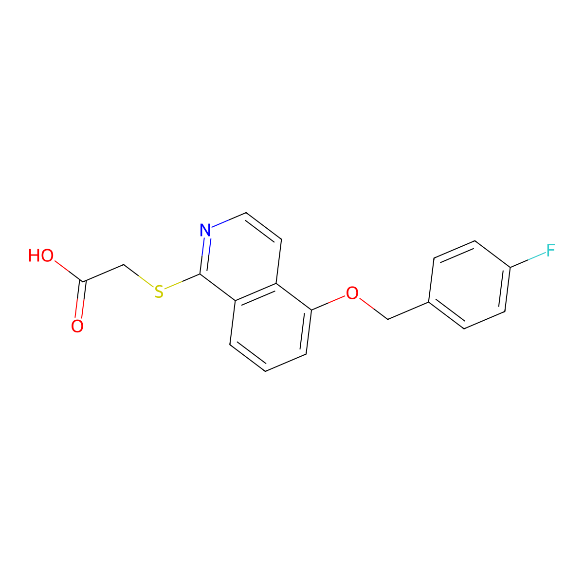 2-((5-((4-Fluorobenzyl)oxy)isoquinolin-1-yl)thio)acetic acid molecular structure, CAS 1203204-13-0