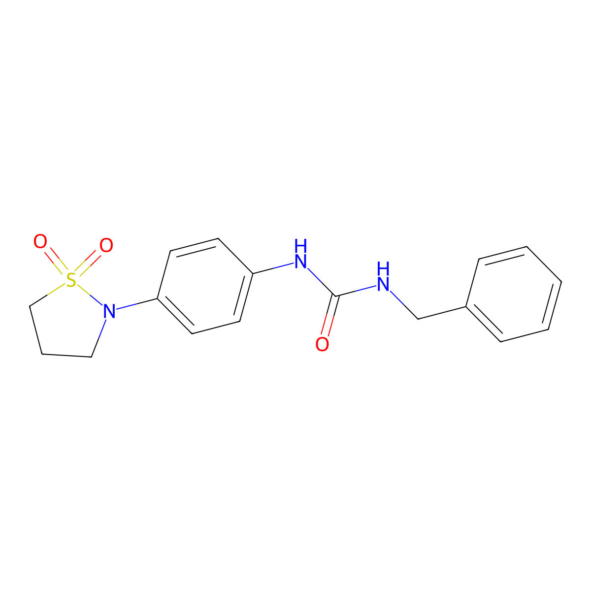 1-Benzyl-3-(4-(1,1-dioxidoisothiazolidin-2-yl)phenyl)urea molecular structure, CAS 1203205-14-4