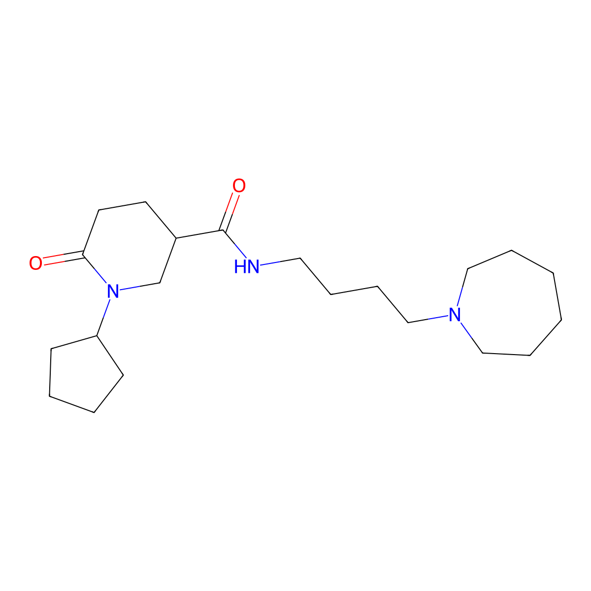 N-[4-(1-azepanyl)butyl]-1-cyclopentyl-6-oxo-3-piperidinecarboxamide molecular structure, CAS 1203205-49-5