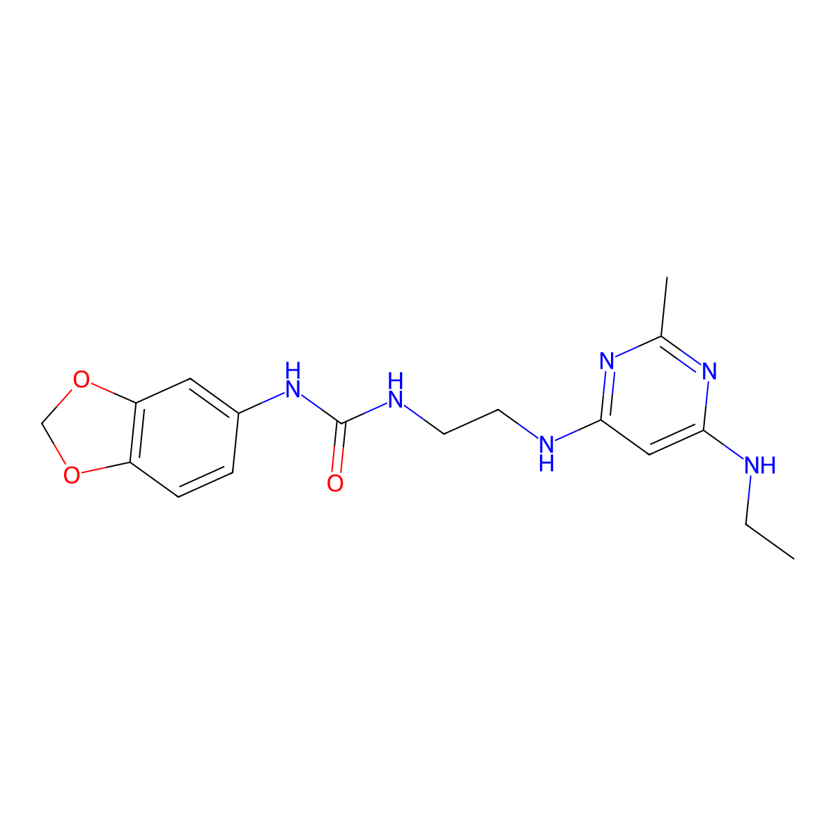 1-(Benzo[d][1,3]dioxol-5-yl)-3-(2-((6-(ethylamino)-2-methylpyrimidin-4-yl)amino)ethyl)urea molecular structure, CAS 1203207-29-7