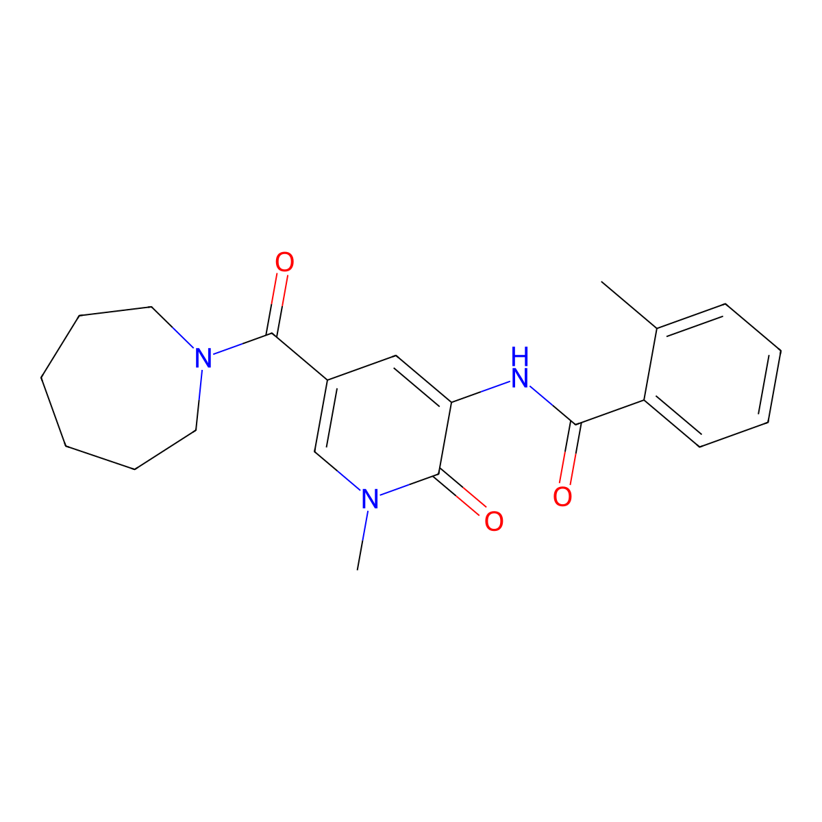 N-[5-(azepane-1-carbonyl)-1-methyl-2-oxo-1,2-dihydropyridin-3-yl]-2-methylbenzamide molecular structure, CAS 1203208-45-0