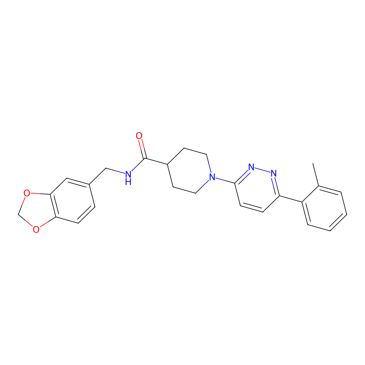 N-(benzo[d][1,3]dioxol-5-ylmethyl)-1-(6-(o-tolyl)pyridazin-3-yl)piperidine-4-carboxamide molecular structure, CAS 1203209-95-3