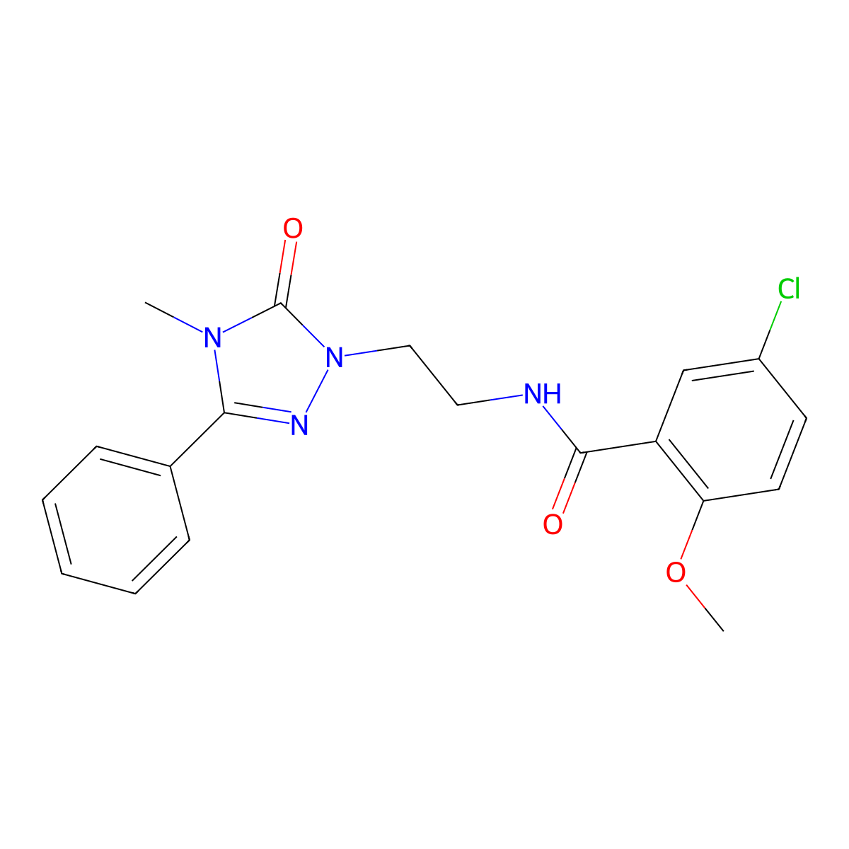 5-chloro-2-methoxy-N-(2-(4-methyl-5-oxo-3-phenyl-4,5-dihydro-1H-1,2,4-triazol-1-yl)ethyl)benzamide molecular structure, CAS 1203210-68-7